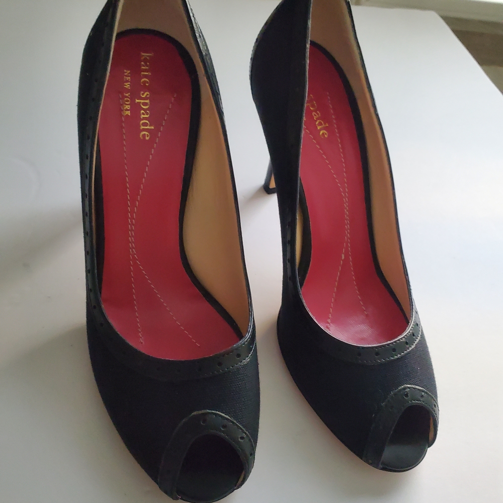 Kate Spade Black Peep Toe Pumps